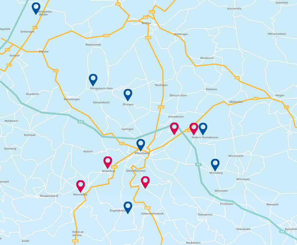 Filialen und Annahmestellen Waschbar